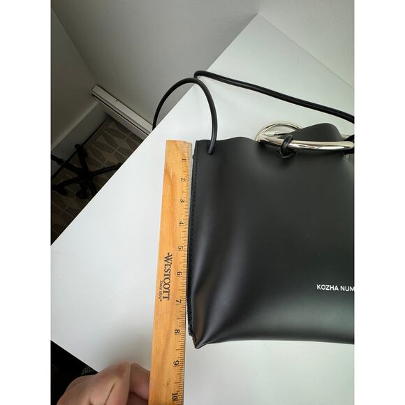 Kozha Numbers Mini Safe Handbag Black Silver Leather Top Handle Crossbody Bag - Picture 13 of 13